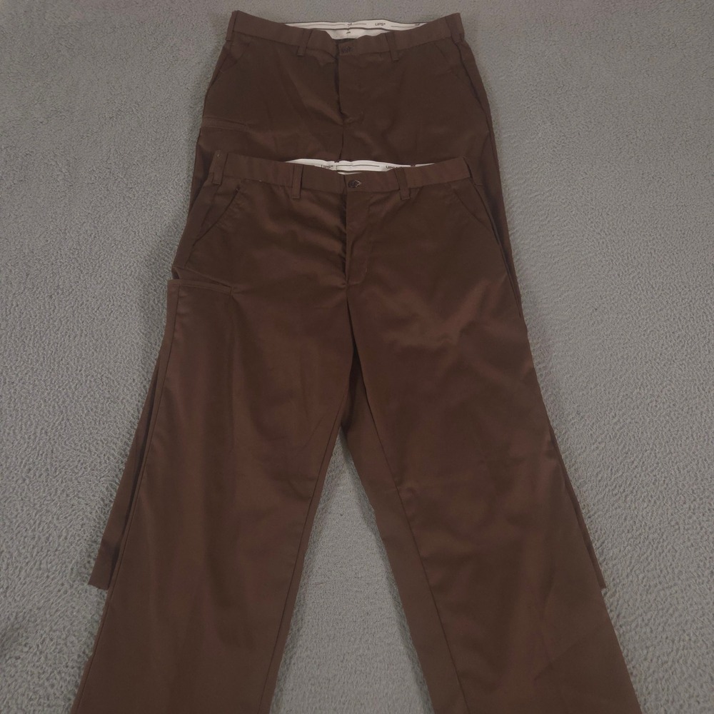 LOT OF 2 WearGuard Pants Mens 38x32 Brown Straight Leg Pleated Cotton Twill UPS